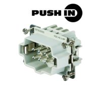 HE 6-POLE, 500V, 16A, SIZE 3 MALE INSERT PUSH IN