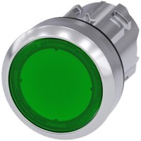 PUSHBUTTON, 22MM METAL, ILLUM., GREEN