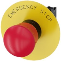 PUSHBUTTON, 22MM PLASTIC, EMERG. STOP 40MM, RED