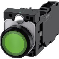 PUSHBUTTON, 22MM PLASTIC, ILLUM., LED 110VAC, GREEN