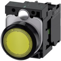 PUSHBUTTON, 22MM PLASTIC, ILLUM., LED 230VAC, YELLOW