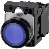 PUSHBUTTON, 22MM PLASTIC, ILLUM., LED 230VAC, BLUE