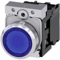 PUSHBUTTON, 22MM METAL, ILLUM., LED 24VAC/DC, BLUE