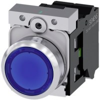 PUSHBUTTON, 22MM METAL, ILLUM., LED 24VAC/DC, BLUE