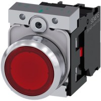 PUSHBUTTON, 22MM METAL, ILLUM., LED 110VAC, RED