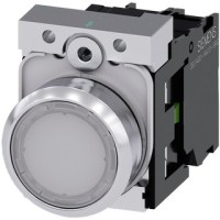 PUSHBUTTON, 22MM METAL, ILLUM., LED 110VAC, WHITE
