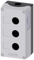 PUSHBUTTON ENCLOSURE, 22MM PLASTIC, 3 HOLE, GRAY