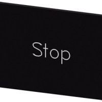 LABEL, 17.5X27MM, SNAP ON, BLACK/WHITE, STOP