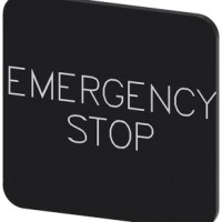 LABEL, 22X22MM, ADHESIVE, BLACK/WHITE, EMERGENCY STOP