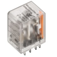 Miniature industrial relay, 24 V DC, Green LED, Free-wheeling diode, 2 CO contact (AgNi 0,15 Î¼m Au) , 250 V AC, 10 A