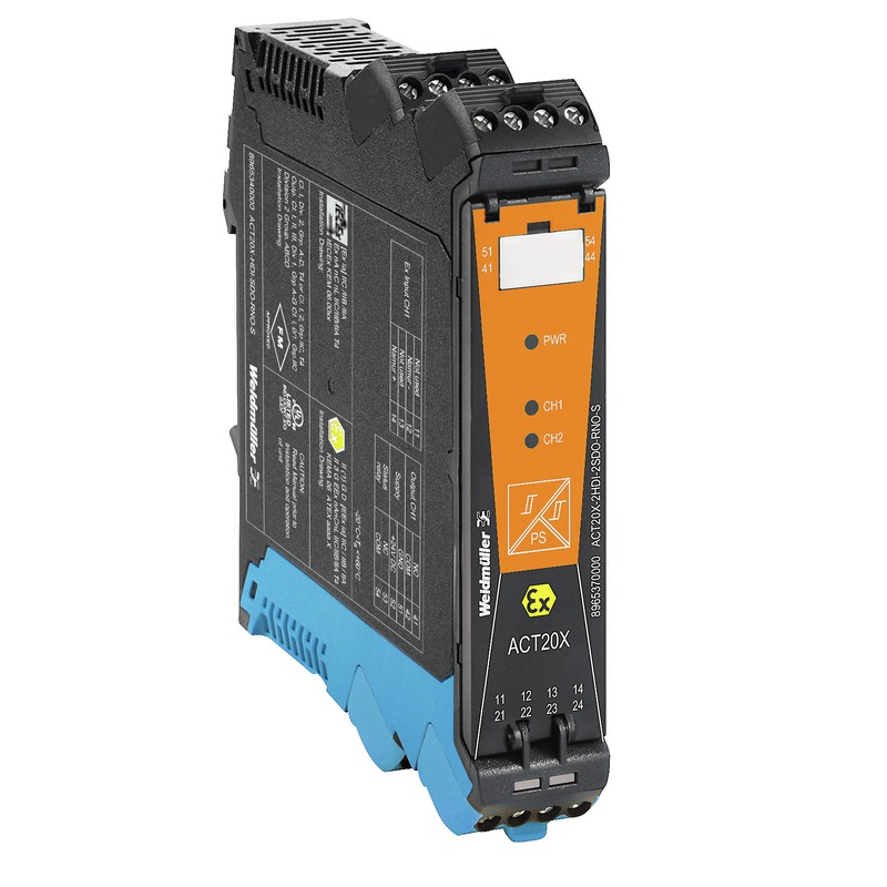 Signal converter/insulator, Safe-input: relay, Ex-output: Opto module, 2-channel