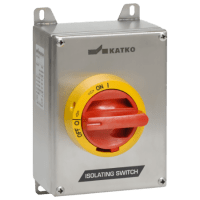ISOLATOR SW, S/S 316, 4P YELLOW/RED HANDLE, 25A