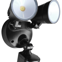 CHASE DOUBLE SPOT WALL LIGHT PIR 20W CCT3 BLACK